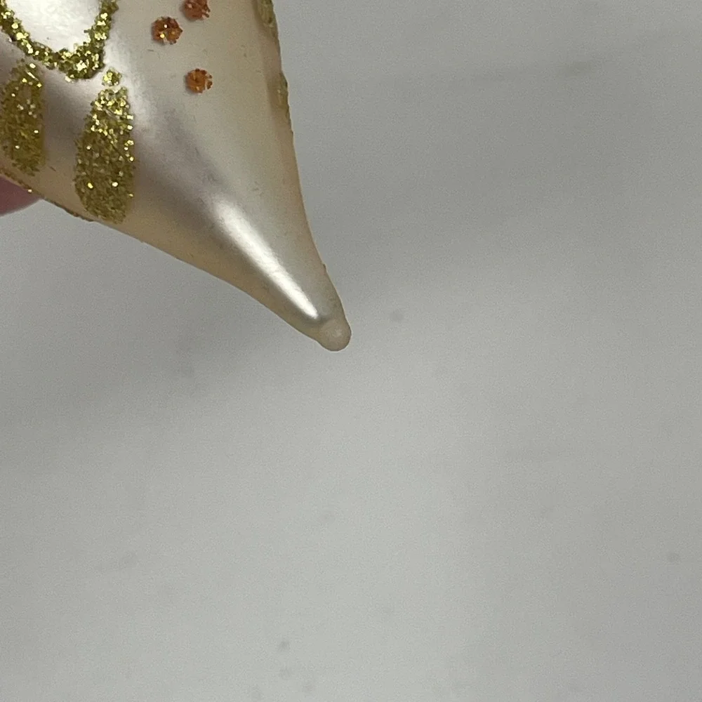 Thomas Pacconi Museum Series Blown Glass Teardrop Christmas Ornament Champagne